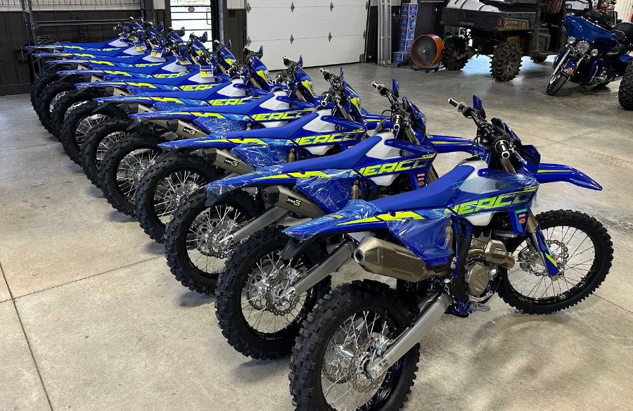 Lineup of Sherco bikes at Star Cycle
